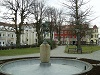 A close-up of the fountain statue Druvan